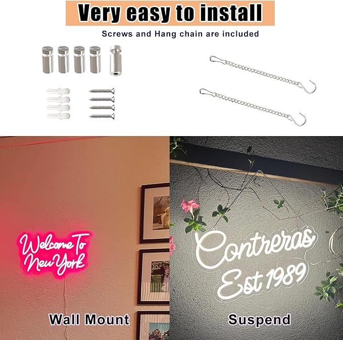 Custom Neon Sign Wedding Last Name, Plug/Battery Operated Neon Light Sign Customizable for Backdrop Reception, Personalized Lighted LED Signs for Business, Kids Room Bedroom Wall Decor 2026 Xmas Gift