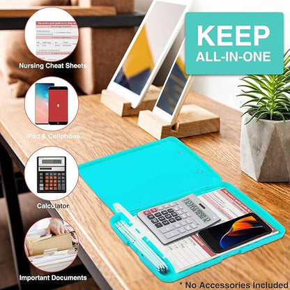 Sooez Clipboard with Storage, Clip Board 8.5 x 11 with Pen Holder, Plastic Organization Case Box for Letter Legal A4 Size Paper, Low Profile Clip, Nurses Teachers Must Haves, School & Office Supplies