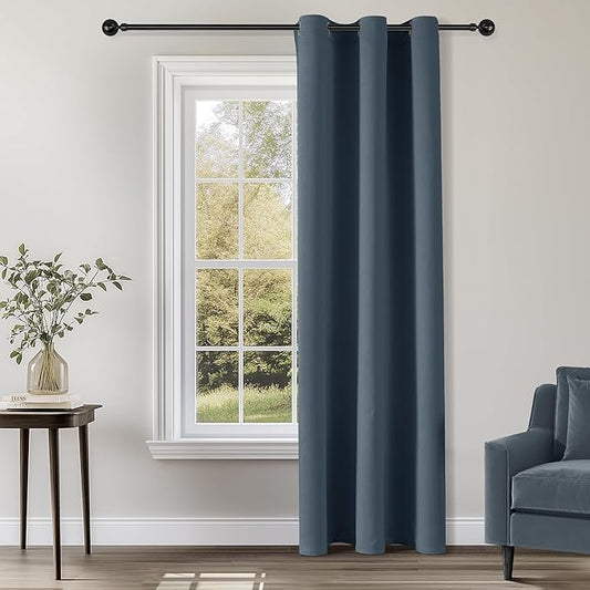 ChrisDowa Grommet Blackout Curtains for Bedroom - Thermal Insulated Room Darkening Curtains for Living Room (1 Panel Set, Stone Blue, 42W x 84L)