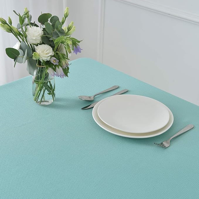 maxmill Textured Rectangular Tablecloth Water Resistance Antiwrinkle Spillproof Soft Jacquard Table Cloth for Dining Room, Buffet Banquet Parties and Holiday Dinners, 60 x 104 Inch, Turquoise