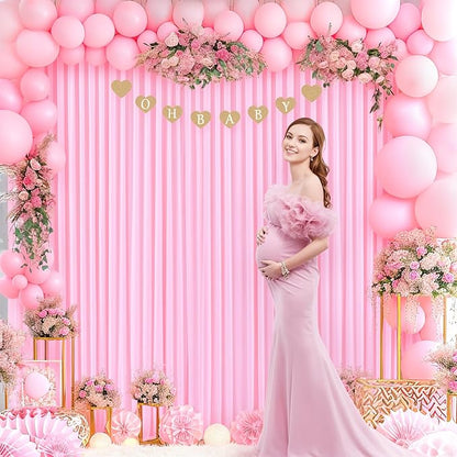 10x10 Pink Backdrop Curtain for Parties Baby Shower Wrinkle Free Pink Photo Curtains Backdrop Drapes Fabric Decoration for Wedding Birthday Party 5ft x 10ft,2 Panels