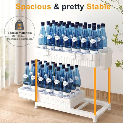 3 Pack Under Sink Organizers, 2-Tier Multi-Use Kitchen and Bathroom Organizers and Storage with Sliding Drawers, Bathroom Cabinet Organizer (White, 12.8 Inch)