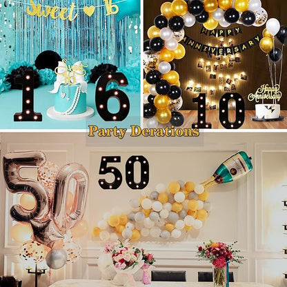 OYCBUZO Light Up Black Alphabet Marquee Number Sign LED Marquee Number Lights Sign for Night Light Home Bar Christmas Lamp Birthday Party Wedding Decoration 4