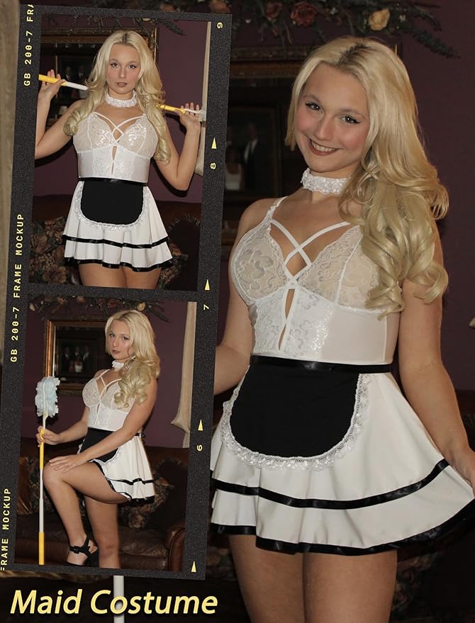 Avidlove Sexy Maid Lingerie for Women Halloween Outfit French Maid Costume Babydoll Lingerie Dress Cosplay Lingeries