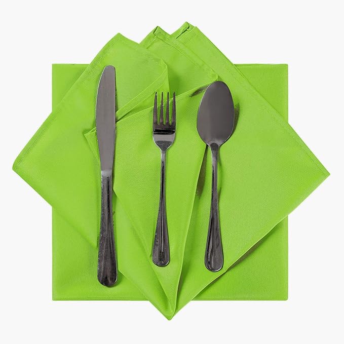 Cloth Napkins 17x17 inch Washable Polyester Dinner Napkins Soft Table Napkins for Wedding Party Dining Banquet(Apple Green,100PCS)