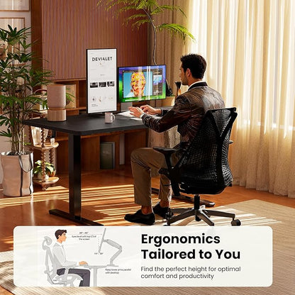 ErGear Height Adjustable Electric Standing Desk, 63 x 28 Inches Sit Stand up Desk, Memory Computer Home Office Desk, Carbon Fiber Black