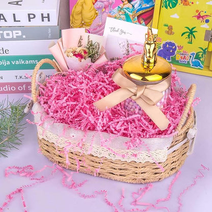 Caleihd 1/2 LB Crinkle Cut Paper Shredded Filler Paper for Gift Baskets Gift Box Confetti Shreds Decoration Stuffing for Birthday, Weddings, Anniversaries, Christmas Wrapping Pink
