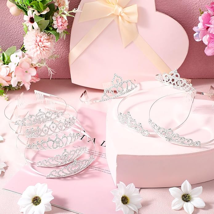 24 Pcs Crystal Tiara Headbands for Women Princess Headband Crown with Combs Tiaras and Crowns for Pageant Bridal Wedding Prom Party Gifts