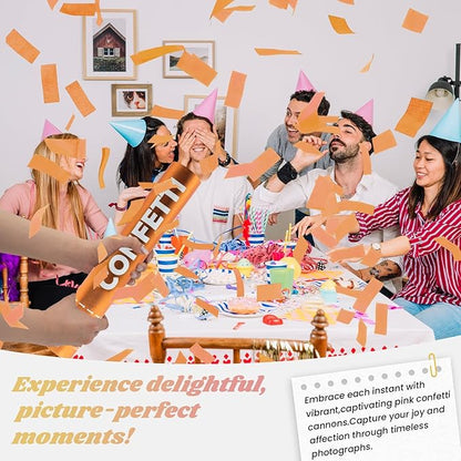 Confetti Cannon Orange Confetti Poppers 12 Pack Party Poppers 12 Inch Confetti Shooters Orange Twist Popper Sticks for Wedding Graduation Engagement Anniversary Bridal Shower Valentines Day Birthday