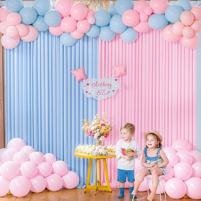 10x10 Pink Blue Backdrop Curtains for Gender Reveal Boy or Girl Parties Wrinkle Free Photo Curtains Backdrop Drapes Fabric Decoration for Birthday Party Baby Shower 5ft x 10ft,2 Panels