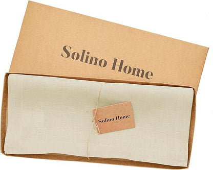 Solino Home Linen Birch Table Runner 36 Inches - 100% Pure Linen Short Table Runner 14 x 36 Inch Ideal for Dresser and Coffee Tables - Fall, Autumn - Fete
