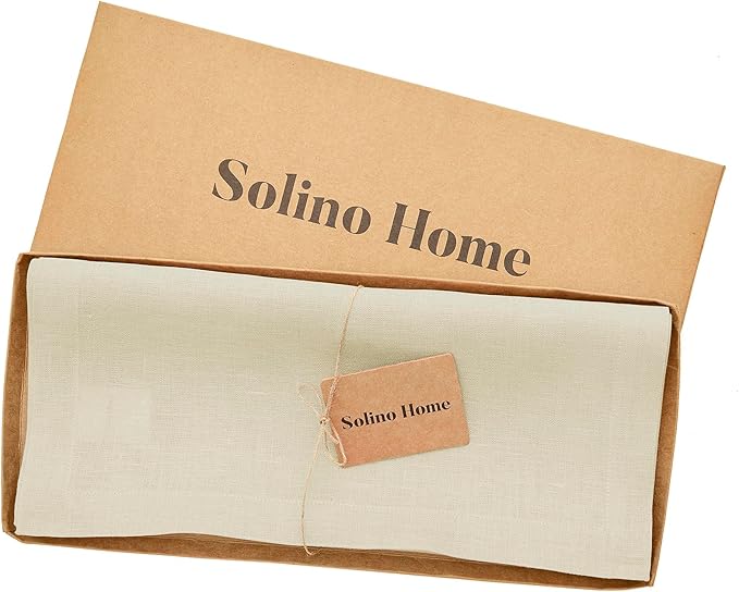 Solino Home Linen Table Runner 90 Inches Long - 100% Pure Linen Birch Table Runner 14 x 90 Inch for Fall, Autumn - Fete