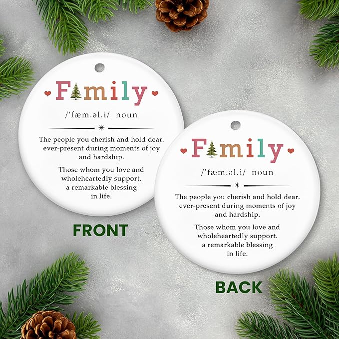 Gifts for Family, Christmas Ornaments 2025 - Family Decor Gifts for Mom, Dad, Daughter, Son, Husband and Wife, Grandma, Grandpa Gift Ideas - Christmas Tree Decoration Ceramic Ornament