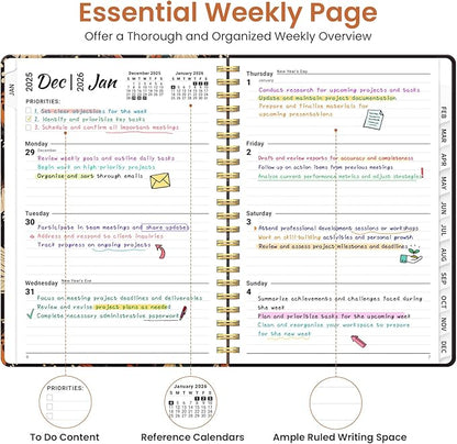 2026 Planner, Weekly and Monthly Planner for Women, Jan 2026 - Dec 2026 Pretty 2026 Calendar Planner with Monthly Tabs, Inner Pocket, Spiral Binding, Perfect for Office Home School - 6.3" x 8.5", Fluttering Night