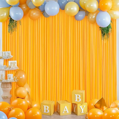 4 Panels Marigold Backdrop Curtain for Parties Wrinkle Free Photo Curtains Backdrop Drapes Fabric Decoration for Wedding Birthday Party Baby Shower 20ft(W) x 10ft(H)