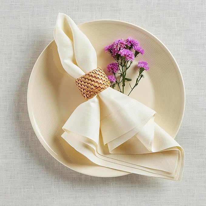Solino Home Ivory Linen Napkins Set of 4-100% Pure Linen Cloth Washable Dinner Napkins 20 x 20 Inch for Fall, Autumn, Christmas, Holiday, New Year - Fete