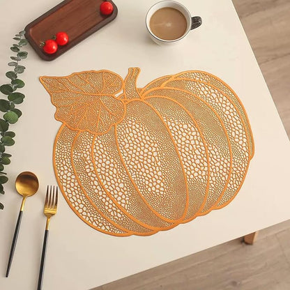 Fall Pumpkin Placemats, Set of 6 Halloween Thanksgiving Placemats, Autumn Harvest Place Mats Home Table Decorations, Orange