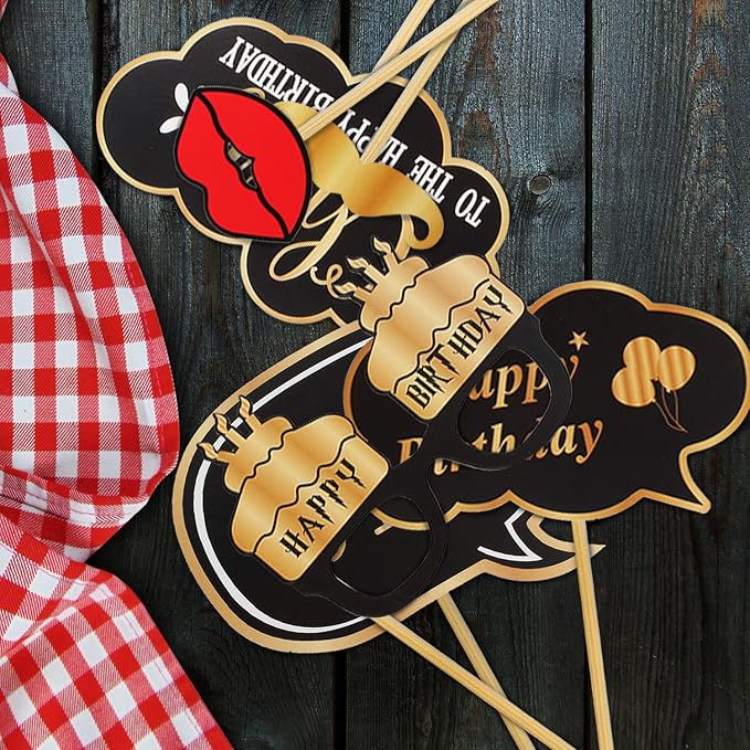 LINGTEER Happy 12th Birthday Party Photo Booth Props,Cheers to 12th Birthday Twelve Years Old Bday Party Centerpieces Props Decorations Sign.