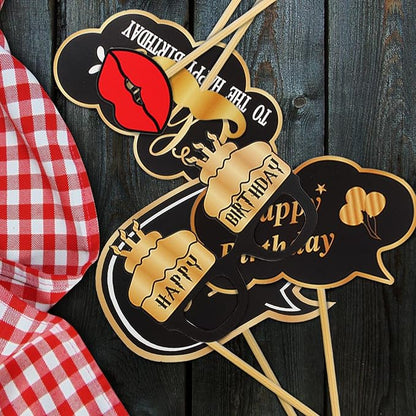 LINGTEER Happy 12th Birthday Party Photo Booth Props,Cheers to 12th Birthday Twelve Years Old Bday Party Centerpieces Props Decorations Sign.