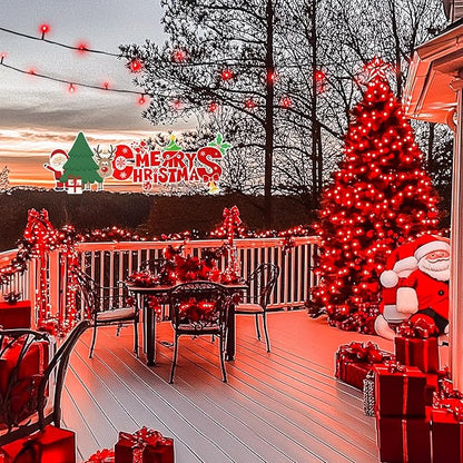 JMEXSUSS 500 LED Red Christmas Lights Outdoor, 173ft Red String Lights Plug in, Waterproof 8 Modes Christmas Light for Tree Party Xmas Holiday Decorations