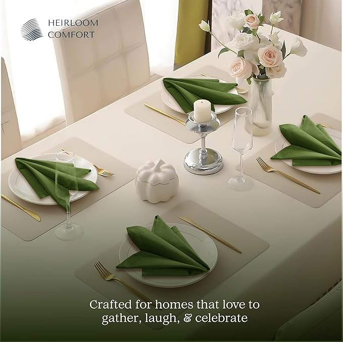 Mint Green Cloth Napkins 18"x18", 6 Pack - Soft, Absorbent, Durable, Reusable, Washable Fabric- Hemstitch Mitered Edges - Perfect for Spring, Easter, Baby Showers, Wedding, Everyday