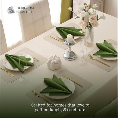 Mint Green Cloth Dinner Napkins 18"x18" - Set of 12-100% Cotton, Absorbent, Soft, Reusable, Washable - Hemstitch Mitered Edges - Perfect for Spring, Easter, Weddings, Everyday Use