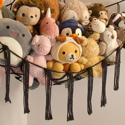 Stuffed Animal Storage Hammock or Net Corner - Large Toy Hammock Net for Stuffed Animals Room Decor - Cute Stuff Animal Organizer Plush Holder - Kids Baby Nursery Essentials Wall Bedroom Home Decor