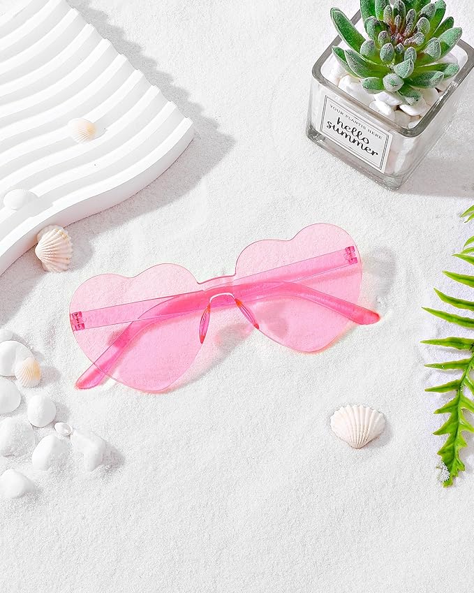 40 Pairs Heart Shaped Sunglasses Bulk, Colorful Rimless Fun Heart Sunglasses for Women Party Favors