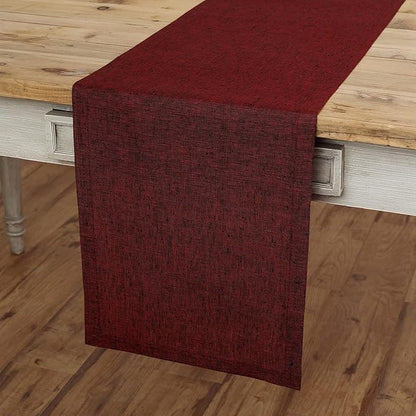 Solino Home Linen Small Table Runner 60 Inches - Athena, 100% Pure Linen Red Garnet Table Runner 14 x 60 Inch Ideal for Dresser and Coffee Tables - Fall, Autumn, Thanksgiving, Christmas, Winter