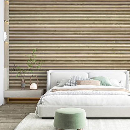 Art3d 4-Pack Glue-On Fine Bar Wainscoting Panel for Interior Wall Decor - 104 x 12 Inch Polystyrene Ultralight Slim Slat Wall Panels for Living Room Bedroom, Teak