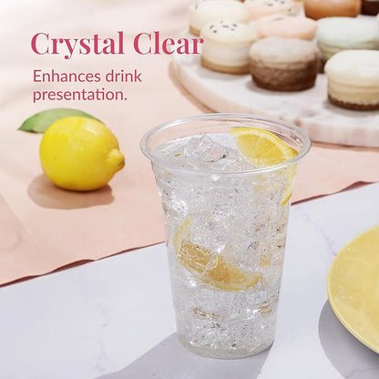 Prestee 400 Clear Plastic Cups - 16 oz Plastic Cups - Disposable Cup - PET Clear Water Cup - Beer Glass Party Mug - Holiday and Christmas Party Supplies
