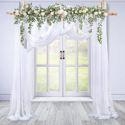 Wedding Arch Draping Fabric White Arch Drapes Sheer Backdrop Curtain for Ceremony Wedding Arches Decor 19Ft Length x 28" Width 1 Panel