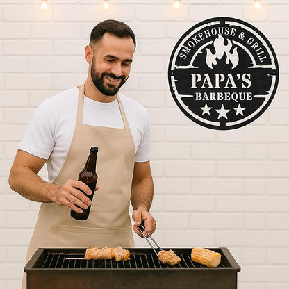Custom BBQ Name Sign, Rustic Metal Cut Wall Art for Outdoor Grill and Patio, Personalized Backyard Barbecue Gift Idea