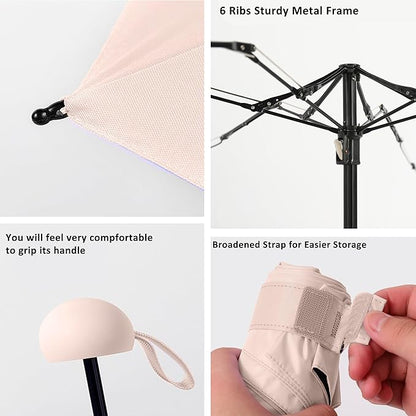 BAODINI Travel Essentials Mini Umbrella for Purse With Case Small Compact UV Sun Protection Lightweight Tiny Pocket Manual Open Close Umbrella for Women Kids and Men Fits Purse Backpack