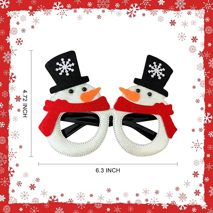 6 Pcs Christmas Glitter Glasses - Funny Xmas Eyeglasses Goodie Bag Stocking Stuffers Decorations for Kids Adults,Holiday Party Favors Supplies Christmas Costume Accessories Photo Booth Props Prizes