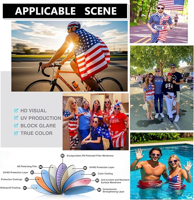Eyegla Bulk American Sunglasses USA Flag Sunglasses Patriotic Glasses 4th of July Party Supplies-10/20Pack