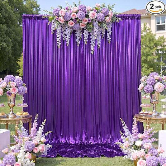 10ftx10ft Shimmer Purple Sequin Backdrop Curtain for Parties-2 Panels 5x10ft Thick Wrinkle Free Glitter Backdrop Drapes Photo Back Drop Curtains for Girl Birthday Wedding Photography Background