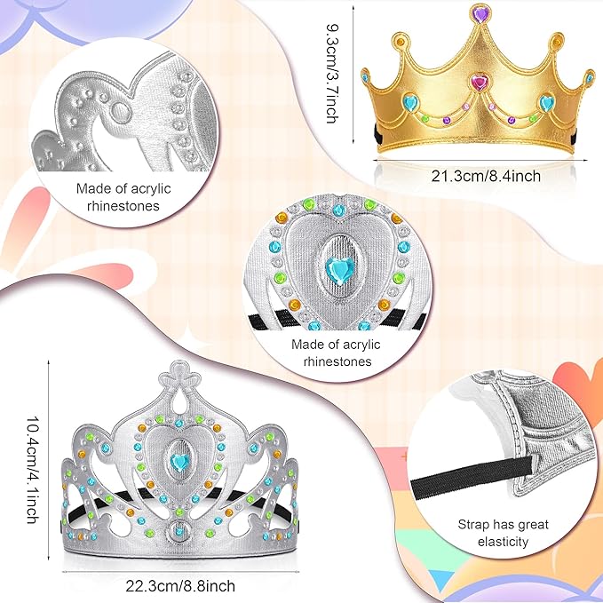 Yaomiao 44 Pcs Foam Crowns for Kids Princess Tiaras Crowns Bulk Diamond Sticker Making Kits for Birthday Party Supplies
