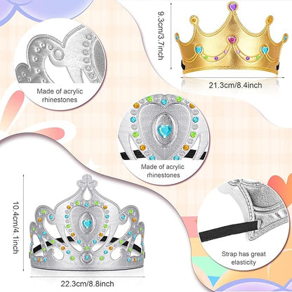 Yaomiao 44 Pcs Foam Crowns for Kids Princess Tiaras Crowns Bulk Diamond Sticker Making Kits for Birthday Party Supplies