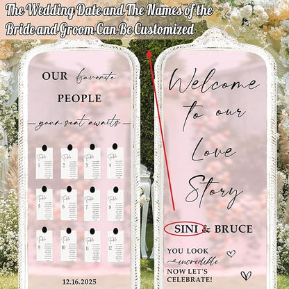 Custom Wedding Mirror Vinyl Decals Personalized Wedding Welcome Signs DIY Bride and Groom Names Stickers Welcome to Our Love Story Sign for Reception Display Party Entry Weddings Letters Decoration