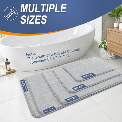 OLANLY Thick Memory Foam Bath Mats Rugs 40x32, Extra Soft Absorbent Bathroom Rug, Quick Dry Bath Mat, Non-Slip, Machine Washable Carpet for Bathroom, Tub and Shower, Home Decor Accessories, Light Grey