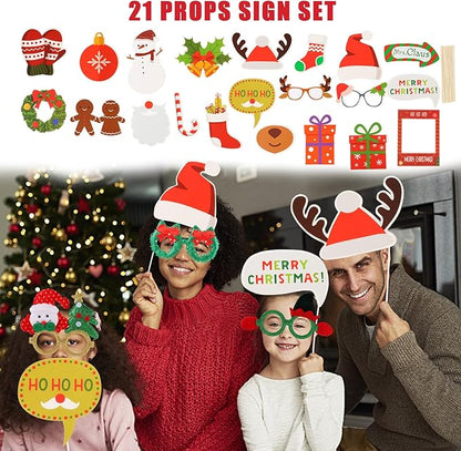 Large Opulent Christmas Photo Booth Props, Xmas Party Supplies, PhotoBooth Props for Xmas, Funny Christmas Hats, Eyeglasses, Headhand, Photo Booth Props for Xmas Party