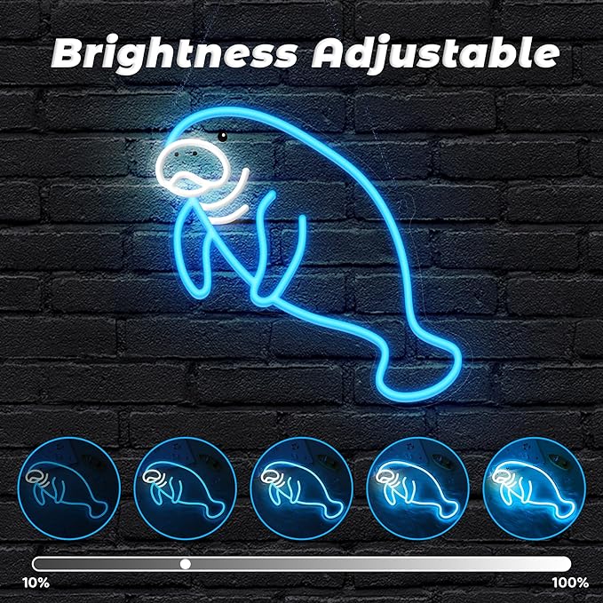 Manatee Neon Sign, Dimmable Wall Decor Light. Birthday Party Decorations for Home, Patio, Garden, Bars, Restaurants, Hotels, Stores, Clubs, Gift for Friends Family and Kids