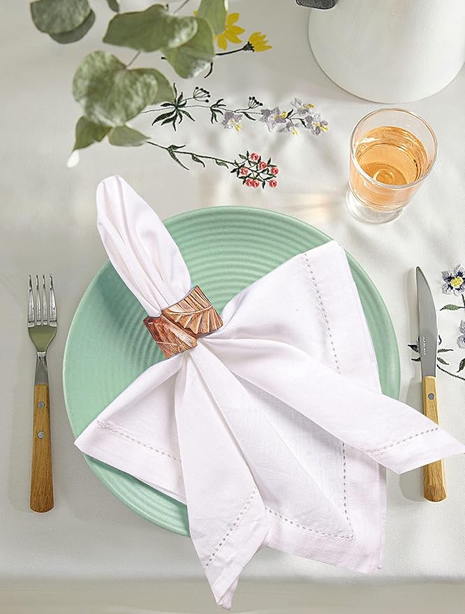 Cloth Napkins Reusable White Cloth Dinner Napkins Set of 12 Cotton Flax Fabric Oversized 20x20 Inches Cloth Napkins for Events Parties Weddings Washable Cocktail Napkins Thanksgiving Decor