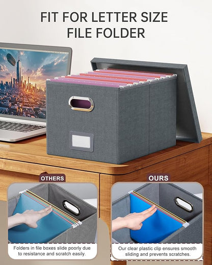Oterri File Organizer, File Box, File Cabinet for Letter File Folder Storage, Hanging File Organizer for Office/Decor/Home,Document Organizer, 1 Pack,Dark-Gray-Box Only