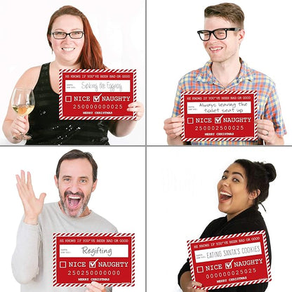 Big Dot of Happiness Santa's Naughty List Mug Shots - Christmas Party Photo Booth Props Party Mugshot Signs - 20 Count