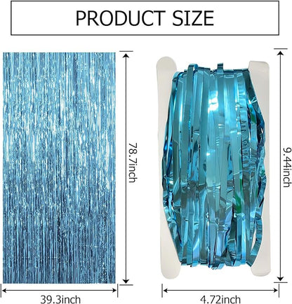 10 Pack Blue Backdrop Curtain Tinsel Streamers Ocean Themed Decor Birthday Party Decorations Foil Fringe Backdrop Graduation Baby Shower Bachelorette Winter Party Decorations Supplies