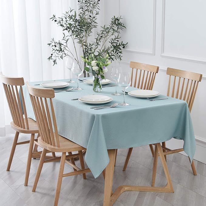 maxmill Square Jacquard Tablecloth Water Resistance Antiwrinkle Spill Proof Textured Table Cloth, Fabric Table Cover for Buffet Banquet Parties Event Holiday Dinner, 70 x 70 Inch, Dusty Blue
