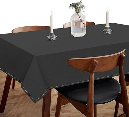 Dark Grey Tablecloth, Rectangle Table Cover 60x86 Inch, 100% Cotton, Fits 6-8 Seats, Soft, Durable, Washable, Wrinkle Resistant, Dining Table Cloth for Modern Decor, Events, Dining