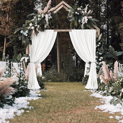 Hiasan Ivory Backdrop Curtains for Parties, Polyester Photography Backdrop Drapes for Family Gatherings, Wedding Decorations, 5ftx7ft, Set of 2 Panels